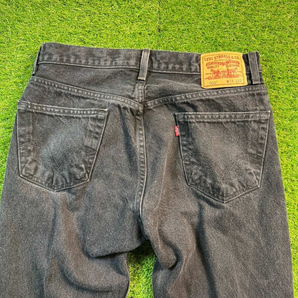 Vintage Levi's 505 Jeans Mens 34x32 (Fits 33x31) Black Y2K Grunge Baggy Goth Emo - Picture 4 of 14